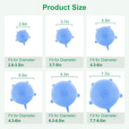 LeakGuard stretch lid size chart fits 2.6 to 7.7 inch diameters