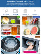 LeakGuard stretch lids temperature resistance -40C to 230C freezer microwave dishwasher safe