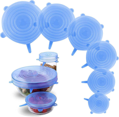 LeakGuard 6-piece silicone stretch lid set sealing jars and bowls